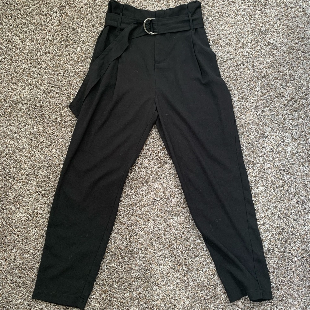 Black paperbag style pants